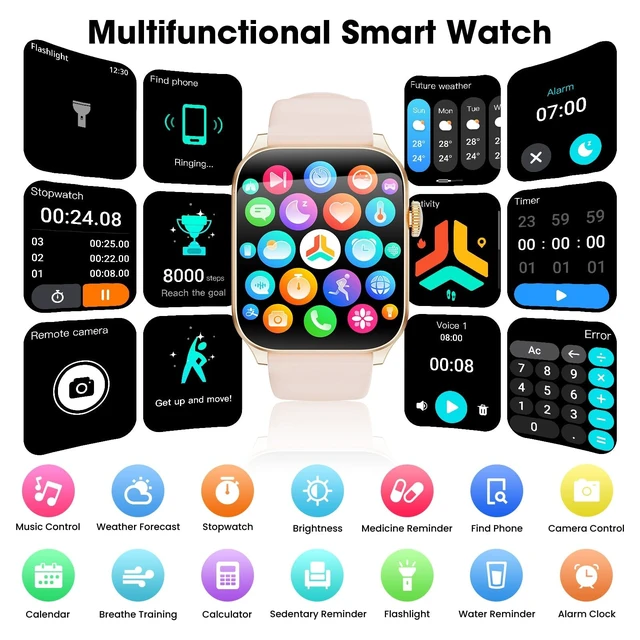 Alt view image 7 of 7 - Smart Watches for Men Women, 1.91" HD Curve Screen Smartwatch (Answer/Make Call), Activity Fitness Tracker with Heart Rate Sleep Monitor Pedometer, 100+ Sport Modes, Smart Watch for Android iPhone