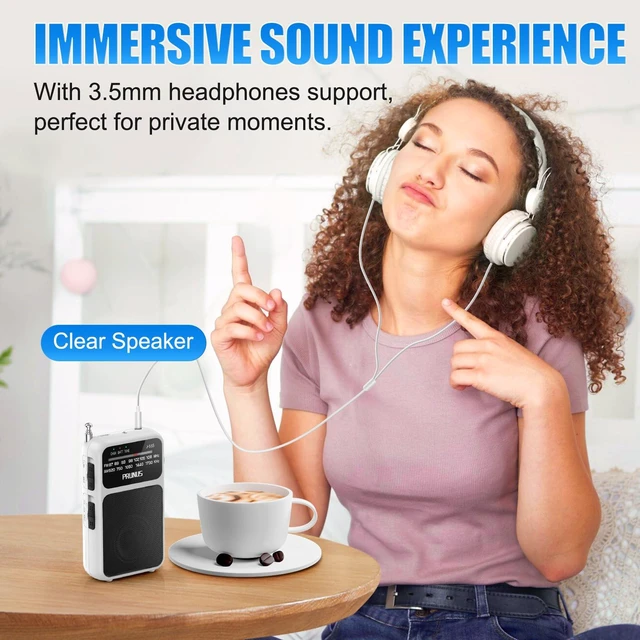 Alt view image 6 of 6 - J-555 Pocket Radio AM FM USB-C Charging& Battery Operated, Back Clip Excellent Reception & Clear Speaker and Headphone Jack, Flashlight, Transistor Radios, Portable Radios AM FM, Mini Radio