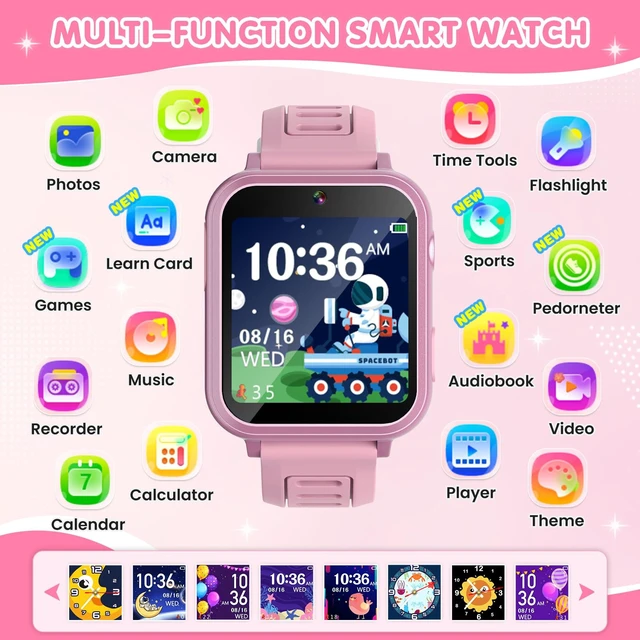 Alt view image 2 of 7 - Smart Watch for Kids with 39 Games Touchscreen Camera Video, Music Player, Pedometer, Calculator, Calendar, Stopwatch, Flashlight, Alarm Clock 12/24 hr, Birthday Gifts Toys for Girls Ages 3-12