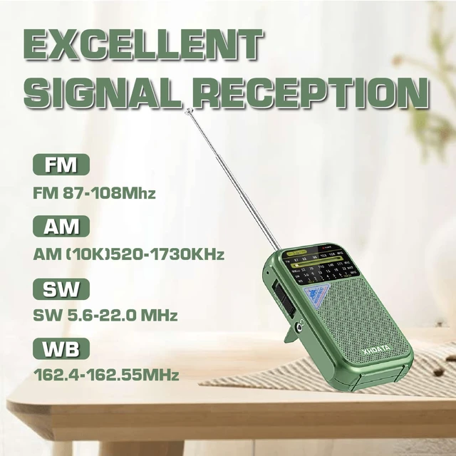 Alt view image 4 of 6 - D221 NOAA Weather Radio Portable AM FM Shortwave Radio Receiver 2AA Battery Operated, Transistor Radio with Excellent Reception for Emergency, Hurricane, Gift, Walking and Home (Green)