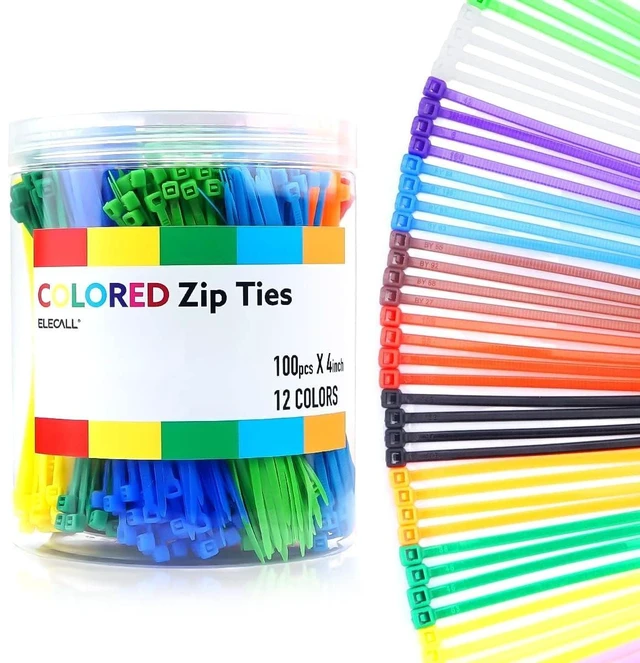 Main image of 1200pcs Small Colored Zip Ties 12 Colors 4 Inch Multicolor Zip Ties Assorted Color Cable Ties for Marking Chickens Legs or Deco Mesh Wreath Supplies