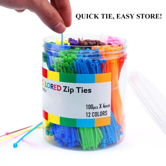 Alt view image 2 of 7 - 1200pcs Small Colored Zip Ties 12 Colors 4 Inch Multicolor Zip Ties Assorted Color Cable Ties for Marking Chickens Legs or Deco Mesh Wreath Supplies