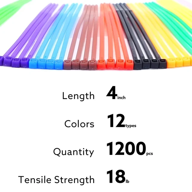 Alt view image 3 of 7 - 1200pcs Small Colored Zip Ties 12 Colors 4 Inch Multicolor Zip Ties Assorted Color Cable Ties for Marking Chickens Legs or Deco Mesh Wreath Supplies