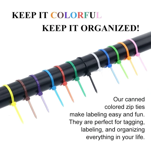 Alt view image 5 of 7 - 1200pcs Small Colored Zip Ties 12 Colors 4 Inch Multicolor Zip Ties Assorted Color Cable Ties for Marking Chickens Legs or Deco Mesh Wreath Supplies