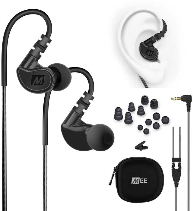 Main image of M6 Sport Wired Earbuds, Noise Isolating In Ear Headphones, Sweatproof Earphones for Running/Gym/Workouts with Dynamic Enhanced Bass Sound, Memory Wire Earhooks, 3.5mm Jack Plug (Black)