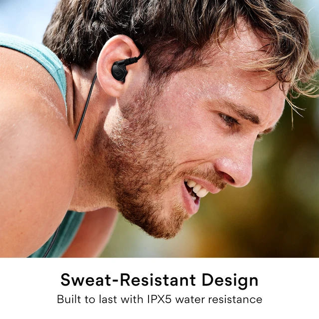 Alt view image 2 of 6 - M6 Sport Wired Earbuds, Noise Isolating In Ear Headphones, Sweatproof Earphones for Running/Gym/Workouts with Dynamic Enhanced Bass Sound, Memory Wire Earhooks, 3.5mm Jack Plug (Black)