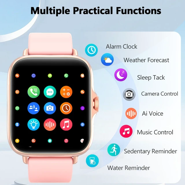 Alt view image 3 of 6 - Smart Watch, 1.83" Upgraded Full Touchscreen Smartwatch for Android iPhones with Multiple Sports Fitness Tracker with Smart Watches for Women Men (Pink)