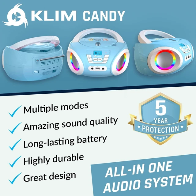 Alt view image 2 of 6 - Candy Boombox CD Player for Kids, FM Radio, Battery Operated Colorful Disco Lights, Great Gift for Listening to Music and Audiobooks - Blue