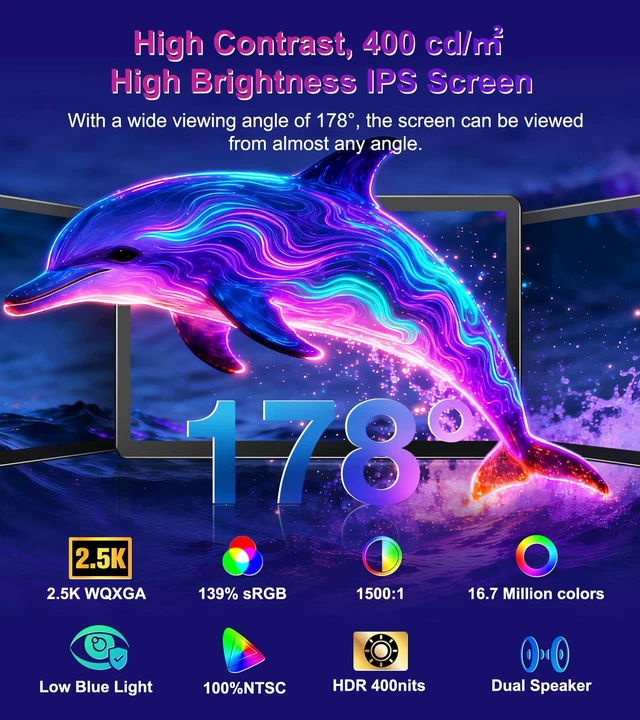Alt view image 3 of 7 - 11 inch 2.5K 2560x1600 139% sRGB 1500:1 Portable Touchscreen USB-C HDMI Monitor 400nits for PC, Screen Extender IPS Small HDR Touch Screen Monitor, Mini CNC Display for Laptop PC Xbox PS4/5