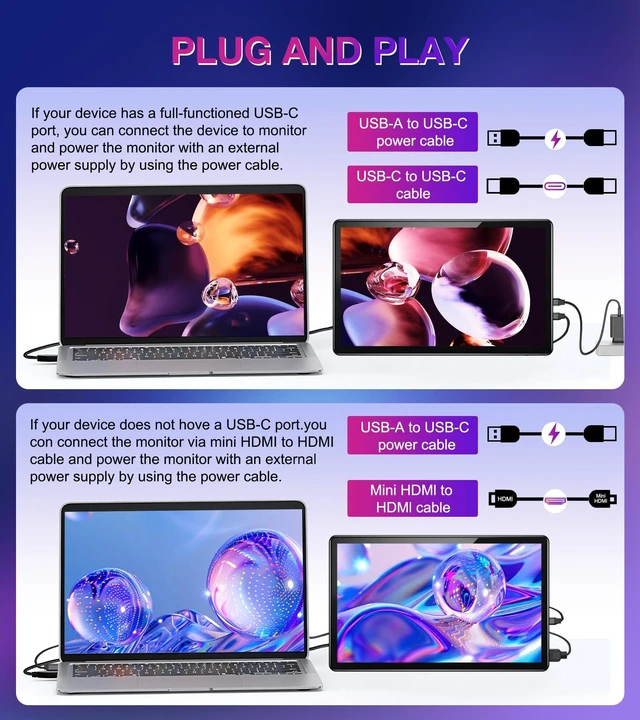 Alt view image 6 of 7 - 11 inch 2.5K 2560x1600 139% sRGB 1500:1 Portable Touchscreen USB-C HDMI Monitor 400nits for PC, Screen Extender IPS Small HDR Touch Screen Monitor, Mini CNC Display for Laptop PC Xbox PS4/5
