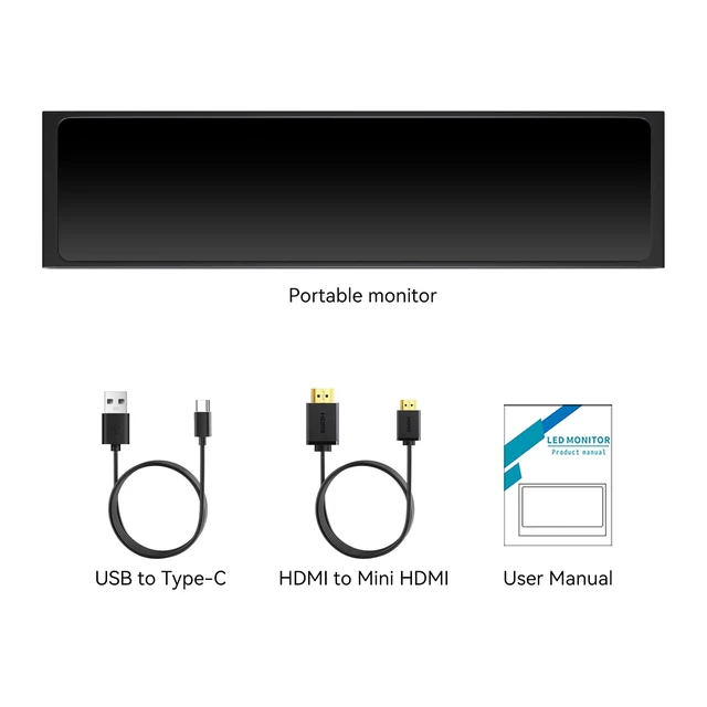 Alt view image 6 of 7 - 11.26" Mini Monitor FHD 1920x440 Small Wide Monitor for PC Case, Stretched Bar LCD Screen IPS Display with HDMI & Type-C for Raspberry Pi Laptop CPU GPU Temperature Aida64 Monitoring