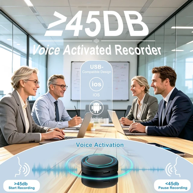 Alt view image 3 of 7 - Magnetic Voice Recorder,Mini Voice Activated Recorder,1600H Recording Time High Bitrate Audio Recording Magnetic Placement Design 3072Kbps High Bitrate Recording