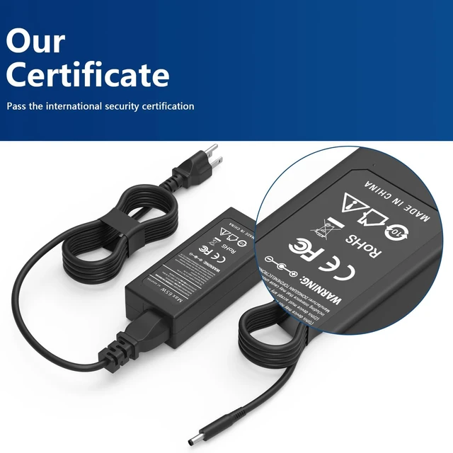 Alt view image 5 of 7 - 65W 4.5mm AC Adapter Compatible with Dell 15 DC15250 DC15255 Pro 16 14 Model: DC16251 DC16250 DC16255 DC16256 DC14250, PC16250 PC16255 PC14250 PC14255, PV14250 PV14255 PV15255 PV15250