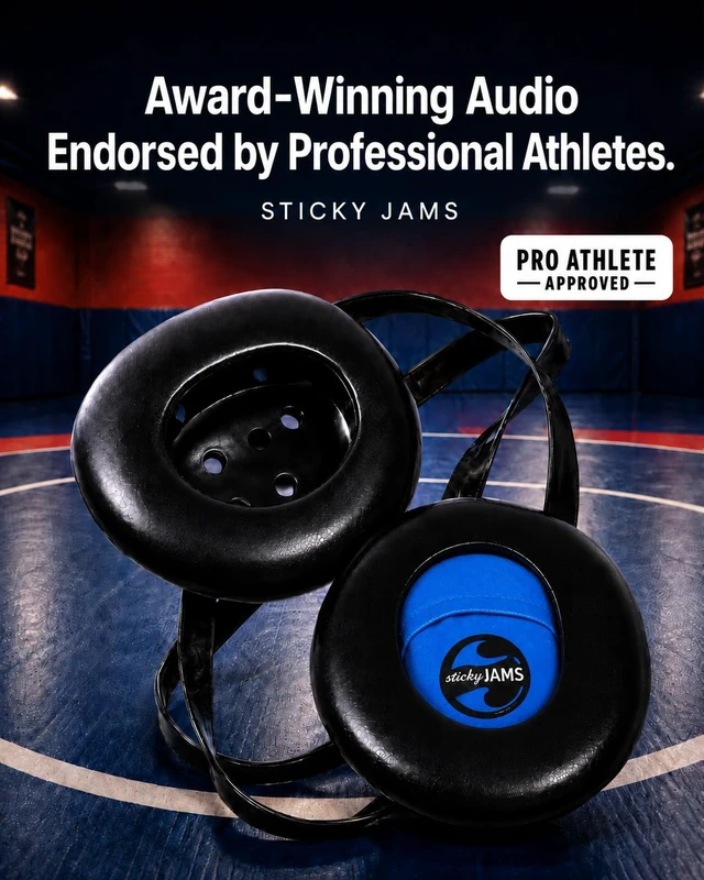 Alt view image 2 of 4 - Wrestling Speaker with Headgear Pouch, Bluetooth Audio for Wrestling Practice, Warm-Ups and Training, Compact Rechargeable Wireless Speaker, 4+ Hour Battery, Blue