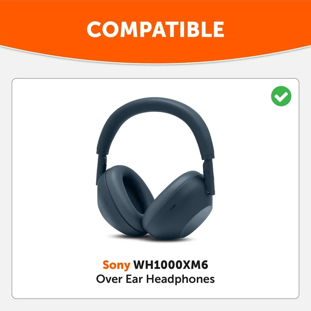 Alt view image 2 of 7 - PadZ XM6 - Premium Replacement Earpads for Sony WH-1000XM6 Made by Wicked Cushions Enhanced Comfort, Durable PU Leather & Sound Isolation Midnight Blue