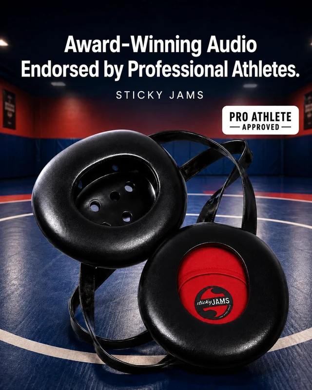Alt view image 2 of 4 - Wrestling Speaker with Headgear Pouch, Bluetooth Audio for Wrestling Practice, Warm-Ups and Training, Compact Rechargeable Wireless Speaker, 4+ Hour Battery, Red