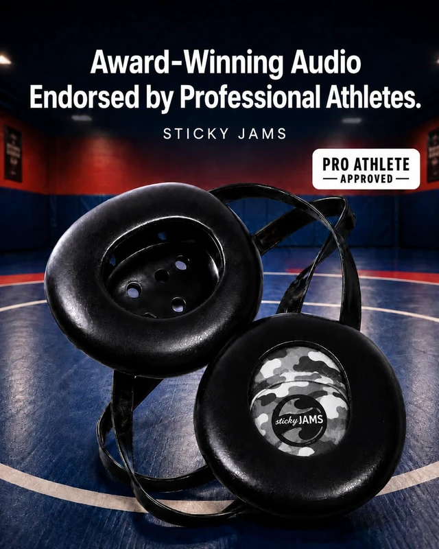 Alt view image 2 of 4 - Wrestling Speaker with Headgear Pouch, Bluetooth Audio for Wrestling Practice, Warm-Ups and Training, Compact Rechargeable Wireless Speaker, 4+ Hour Battery, Camo