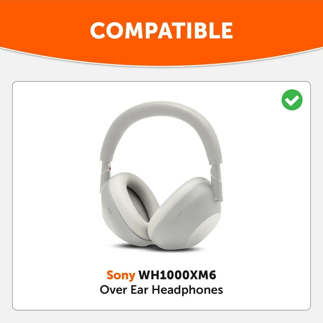 Alt view image 2 of 7 - PadZ XM6 - Premium Replacement Earpads for Sony WH-1000XM6 Made by Wicked Cushions Enhanced Comfort, Durable PU Leather & Sound Isolation Platinum Silver