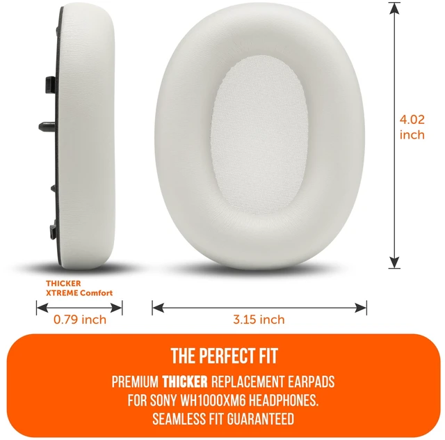 Alt view image 5 of 7 - PadZ XM6 - Premium Replacement Earpads for Sony WH-1000XM6 Made by Wicked Cushions Enhanced Comfort, Durable PU Leather & Sound Isolation Platinum Silver