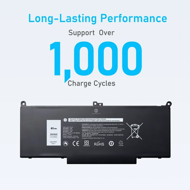 Alt view image 4 of 7 - Upgraded 65Wh F3YGT Battery for Dell Latitude 14 7490 7480 Series Fit for Latitude 13 7000 7390 7380 Series, 12 7000 7280 7290 Series, and More