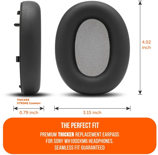 Alt view image 5 of 7 - PadZ XM6 - Premium Replacement Earpads for Sony WH-1000XM6 Made by Wicked Cushions Enhanced Comfort, Durable PU Leather & Sound Isolation Black