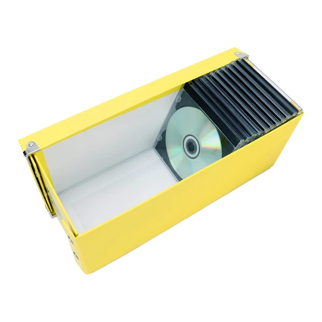 Alt view image 6 of 6 - CD Storage Box - Pack of 1/2 - Durable Disc Holder with Lid to Store for Discs (2 Pack - CD, Yellow)