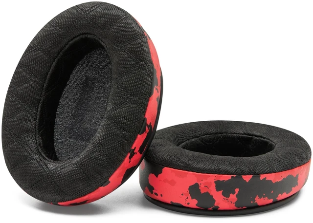 Alt view image 7 of 7 - Freeze Cloud - Angled Cooling Gel Earpads for HyperX Cloud Series Made by Wicked Cushions Extreme Comfort, New Freeze V2 Cooling Fabric, Extra Thick Red Camo