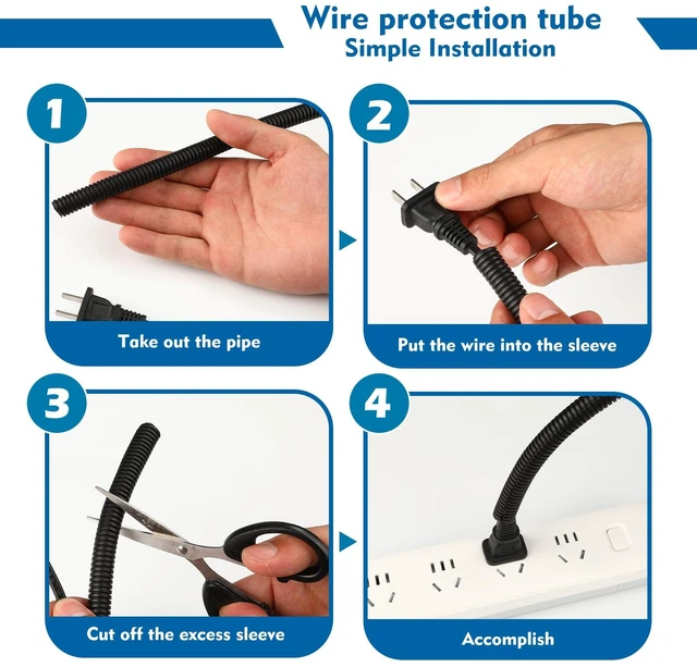 Alt view image 5 of 6 - Cord Protector for Pets,Cord Cover and Cable Protector Stops Chewing-20FT Chew-Resistant Wire Cover for Dogs,Rabbits, Cats and Other Pets -Black