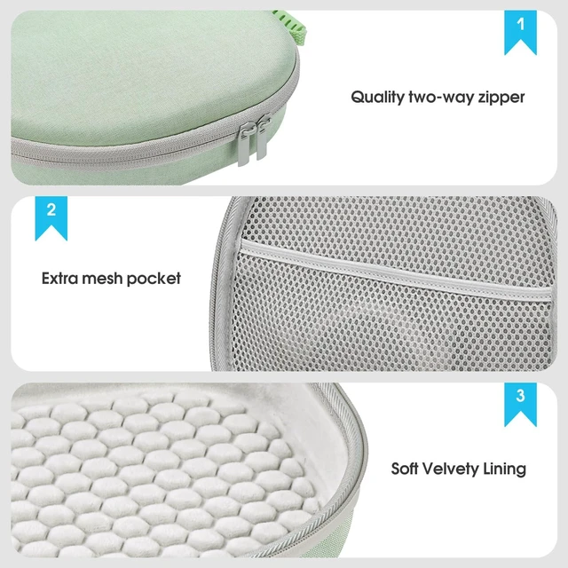 Alt view image 3 of 7 - AirPods Max & AirPods Max 2 Hard Travel Case with Silicone Covers Shockproof EVA Shell with Soft Lining, Mesh Pocket for Accessories, Ideal for Travel & Daily Storage -Green