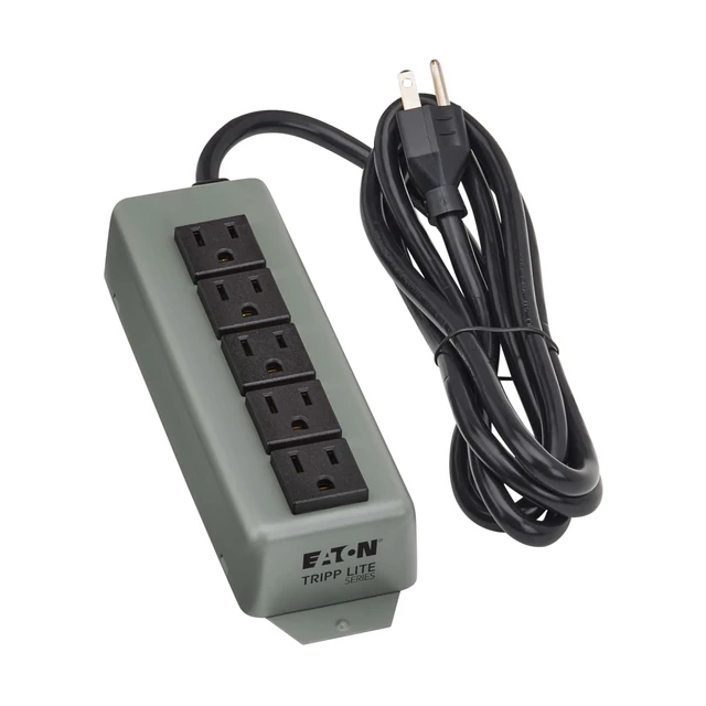 Alt view image 4 of 7 - Eaton 602 Heavy Duty Industrial Metal Power Strip 5 Outlets 15A Circuit Breaker, 6ft Extension Cord, Garage Industrial, Under Desk & Wall Mountable, Manufacturer's