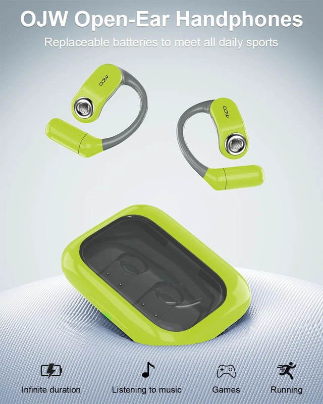 Alt view image 7 of 7 - Open Ear Headphones, Never Run Out of Power Earphones Endless Listening Replaceable Battery, 45° Ergonomic Fit, Barely-There Comfort, IPX7 Waterproof, Designed for Long Listening Sessions