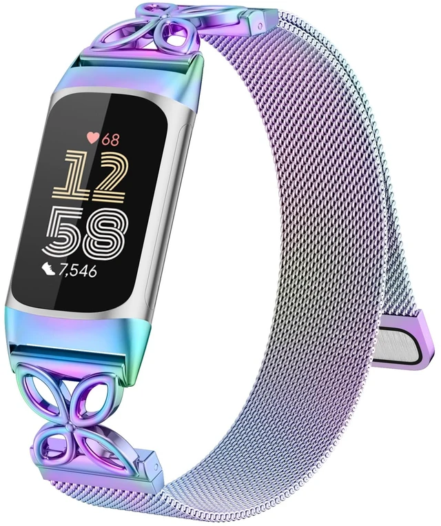 Main image of Metal Bands Compatible with Fitbit Charge 6/ Charge 5 Bands for Women Men, Stylish Cute Adjustable Breathable Watch Bracelet Sport Watch Strap Replacement Wristbands for Charge 6/Charge 5 Band