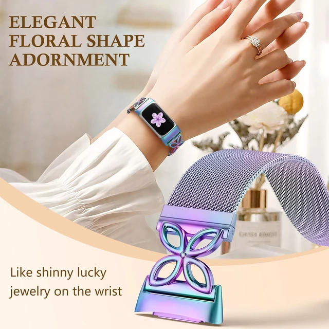 Alt view image 2 of 7 - Metal Bands Compatible with Fitbit Charge 6/ Charge 5 Bands for Women Men, Stylish Cute Adjustable Breathable Watch Bracelet Sport Watch Strap Replacement Wristbands for Charge 6/Charge 5 Band