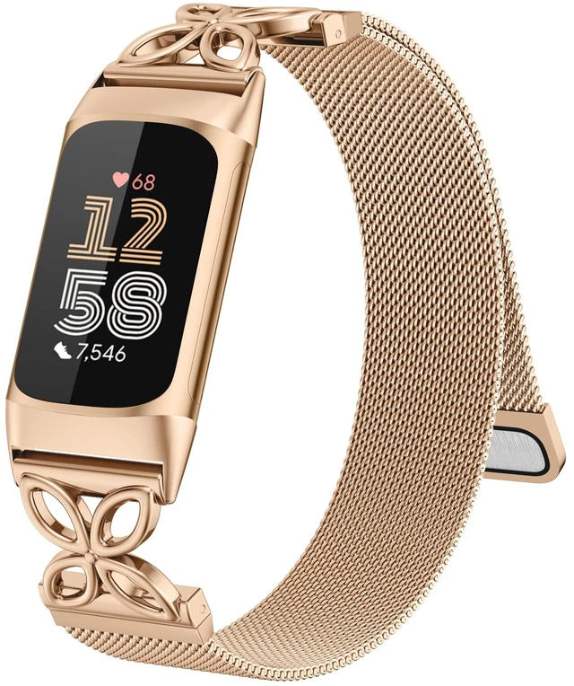 Main image of Metal Bands Compatible with Fitbit Charge 6/ Charge 5 Bands for Women Men, Stylish Cute Adjustable Breathable Watch Bracelet Sport Watch Strap Replacement Wristbands for Charge 6/Charge 5 Band