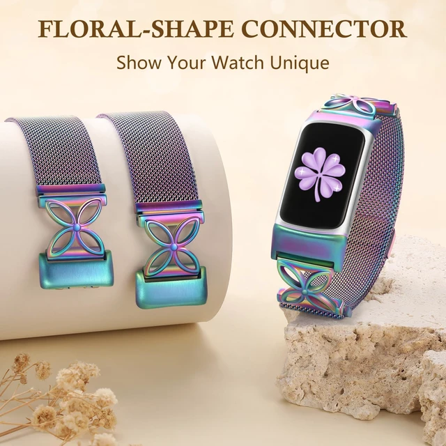 Alt view image 5 of 7 - Metal Bands Compatible with Fitbit Charge 6/ Charge 5 Bands for Women Men, Stylish Cute Adjustable Breathable Watch Bracelet Sport Watch Strap Replacement Wristbands for Charge 6/Charge 5 Band
