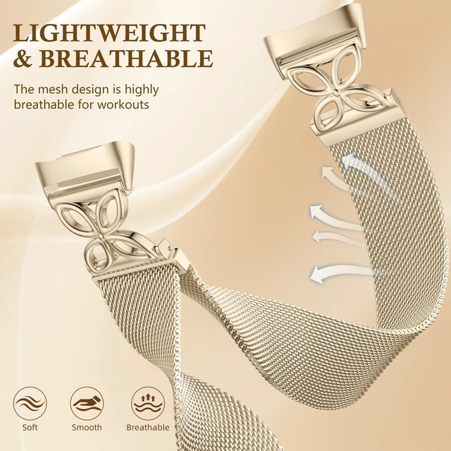 Alt view image 2 of 7 - Metal Bands Compatible with Fitbit Charge 6/ Charge 5 Bands for Women Men, Stylish Cute Adjustable Breathable Watch Bracelet Sport Watch Strap Replacement Wristbands for Charge 6/Charge 5 Band