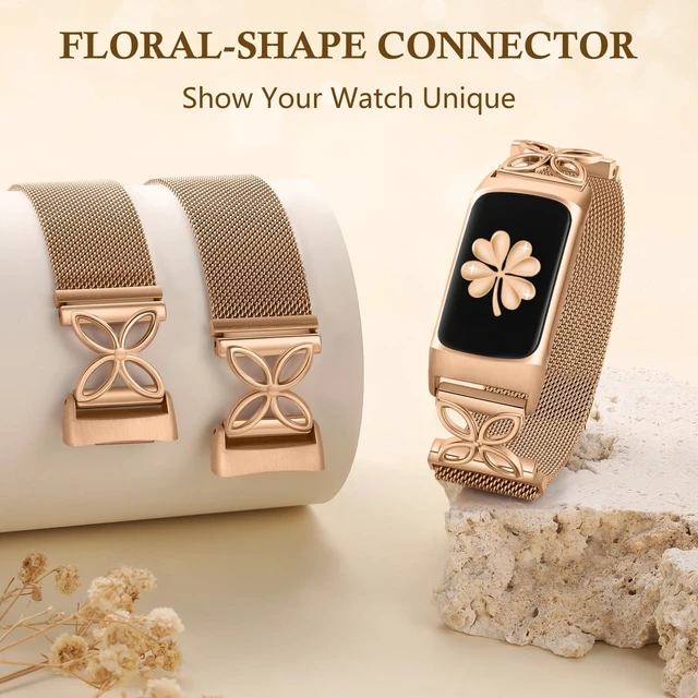 Alt view image 5 of 7 - Metal Bands Compatible with Fitbit Charge 6/ Charge 5 Bands for Women Men, Stylish Cute Adjustable Breathable Watch Bracelet Sport Watch Strap Replacement Wristbands for Charge 6/Charge 5 Band