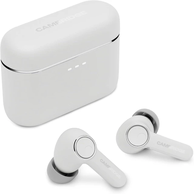 Main image of Melomania A100 Earbuds - in Ear True Wireless Headphones with Adaptive Active Noise Cancelling, aptX Lossless Bluetooth, Up to 39 Hour Battery Life with Charging Case - White