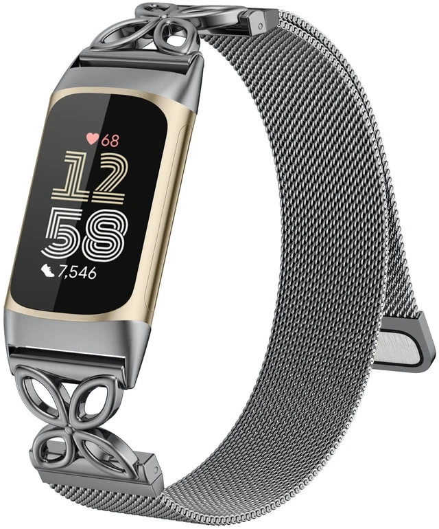 Main image of Metal Bands Compatible with Fitbit Charge 6/ Charge 5 Bands for Women Men, Stylish Cute Adjustable Breathable Watch Bracelet Sport Watch Strap Replacement Wristbands for Charge 6/Charge 5 Band