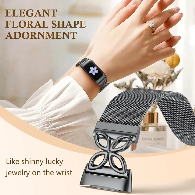 Alt view image 4 of 7 - Metal Bands Compatible with Fitbit Charge 6/ Charge 5 Bands for Women Men, Stylish Cute Adjustable Breathable Watch Bracelet Sport Watch Strap Replacement Wristbands for Charge 6/Charge 5 Band