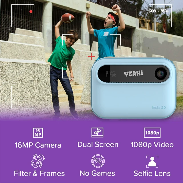 Alt view image 2 of 7 - Kids Instant Print Camera, 16MP 7S Inkless Printing Insta 20, 1080P video, dual screen selfies, road trip fun, school play, birthday gift for girls ages 4-12