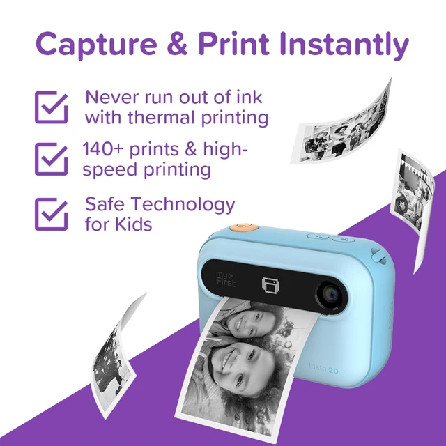 Alt view image 3 of 7 - Kids Instant Print Camera, 16MP 7S Inkless Printing Insta 20, 1080P video, dual screen selfies, road trip fun, school play, birthday gift for girls ages 4-12