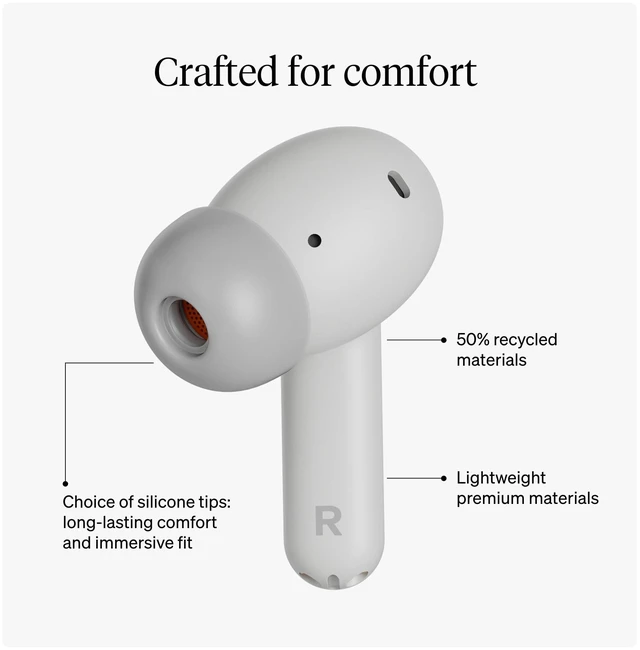 Alt view image 4 of 6 - Melomania A100 Earbuds - in Ear True Wireless Headphones with Adaptive Active Noise Cancelling, aptX Lossless Bluetooth, Up to 39 Hour Battery Life with Charging Case - White