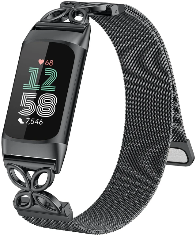 Main image of Metal Bands Compatible with Fitbit Charge 6/ Charge 5 Bands for Women Men, Stylish Cute Adjustable Breathable Watch Bracelet Sport Watch Strap Replacement Wristbands for Charge 6/Charge 5 Band