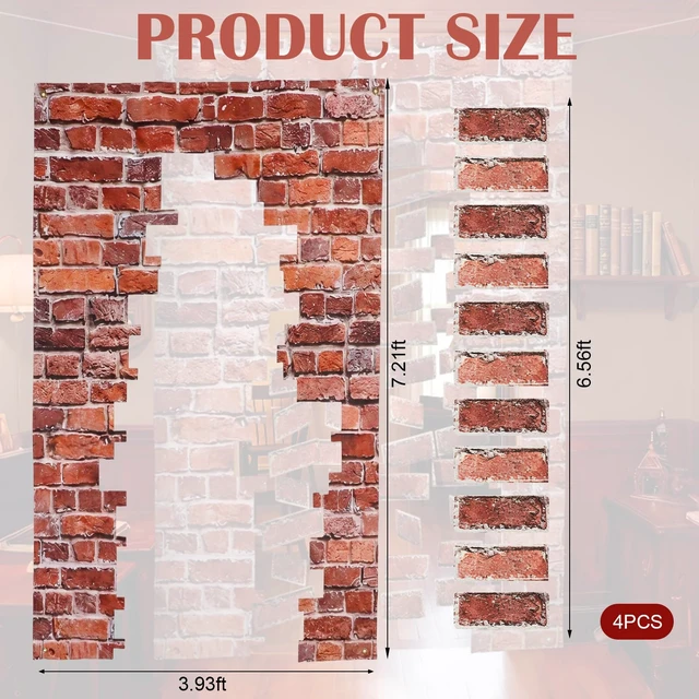 Alt view image 2 of 6 - 78.7" x 47.2" Magical Wizard Door Hanging Banner Sign, Retro Red Brick Door Banner Decoration, Wall Photo Booth Backdrop Porch Decorations for Birthday Baby Shower Holiday Party Supplies
