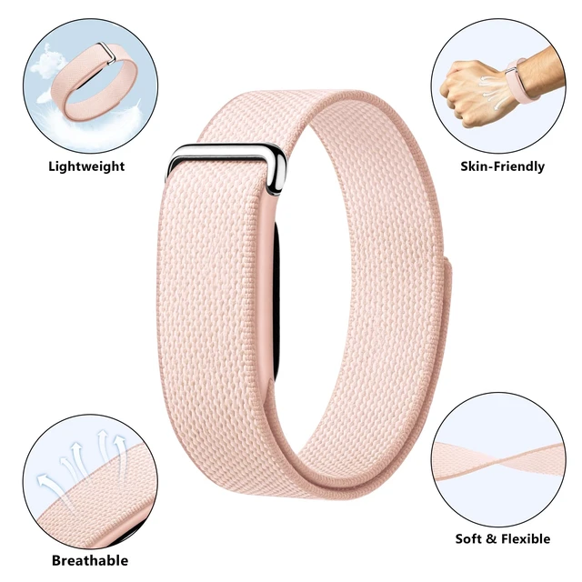 Alt view image 2 of 7 - 4 Pack Band Compatible with Google Fitbit Air Band for Women Men, Braided Nylon Loop Sport Breathable Replacement Wrist Strap Compatible with Fitbit Air Screenless Fitness Tracker