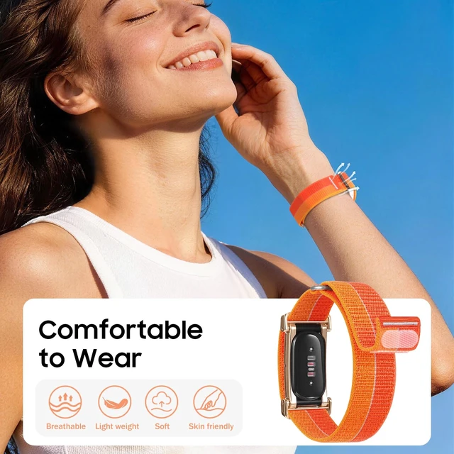 Alt view image 2 of 7 - Nylon Loop Band Compatible with Google Fitbit Air, Sport Wrist Strap Custom Fit with Secure Closure, Adjustable Hook-and-Loop, Breathable Durable, Lightweight, All-day Comfort, for Men Women