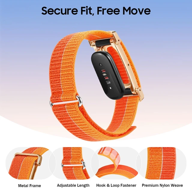 Alt view image 3 of 7 - Nylon Loop Band Compatible with Google Fitbit Air, Sport Wrist Strap Custom Fit with Secure Closure, Adjustable Hook-and-Loop, Breathable Durable, Lightweight, All-day Comfort, for Men Women