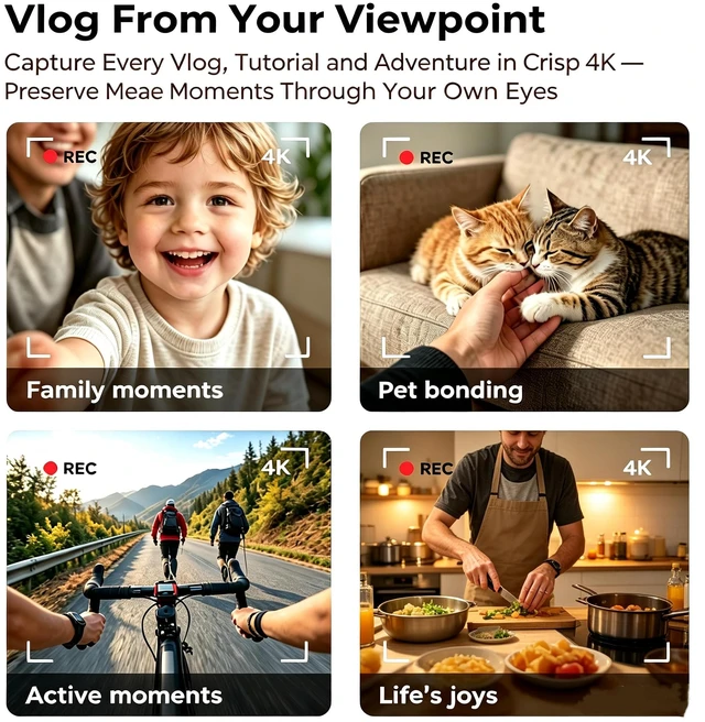 Alt view image 3 of 7 - AI Smart Glasses with 8MP Camera, 4K HD Anti-Shake Video & Photo Capture, Real Time Translation, AI Voice Assistant, Open-Ear Bluetooth Audio, AI Recording Glasses for Travel/Vlog/Work