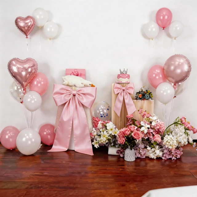 Alt view image 3 of 7 - Pink Bow Decor 2 Pack, Large Small Size Bow Wall Decor Coquette Pink Bow Backdrop For Girls Room, Two Size Bow Decorations For Birthday Bachelorette Bridal Shower Wedding Party